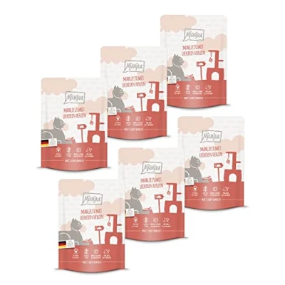 Afbeelding van MjAMjAM premium natvoer voor katten Quetschie meel met heerlijke hartjes, pak van 6 (6 x 300 g), graanvrij extra vlees