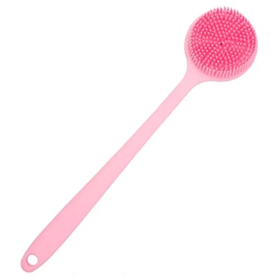 Afbeelding van DNC Siliconen rugschrobber voor douche zachte badborstel met lang handvat (roze)