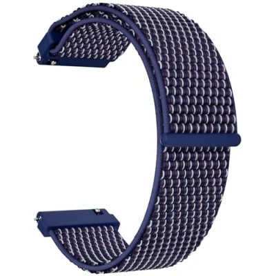 Afbeelding van TOOBUR 22 mm horlogeband, nylon horlogebandjes met snelsluiting, verstelbare Solo Loop voor mannen vrouwen, compatibel IDW13/IDW16/IDW17/IDW18/IDW19/IDW20/IDW23/IDB03, PrettyBlue