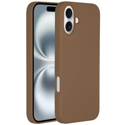 Afbeelding van Apple iPhone 16 Plus MagSafe Hoesje Siliconen en TPU (zacht) Accezz Softcase/Backcover Lichtbruin Telefoonhoesje