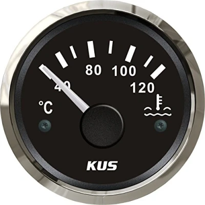 Afbeelding van KUS Watertemperatuur, temperatuurmeter, meter, 40 120 C, met achtergrondverlichting 12 V/24 V, 52 mm