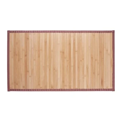 Afbeelding van Relaxdays bamboe badmat, vochtresistent, rand van textiel, voetmat voor bad of douche, 80 x 45 cm, natuur