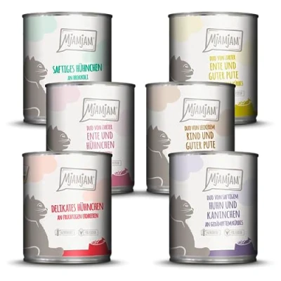 Afbeelding van MjAMjAM Premium natvoer voor katten Gemengd pakket 6 uw kat, pak van (6 x 800 g), graanvrij met extra vlees