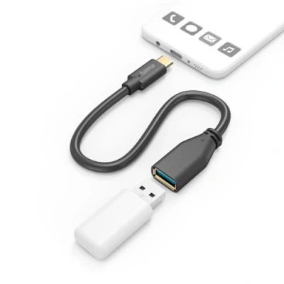 Afbeelding van Hama Usb Adapterkabel Otg C Stekker A Aansluiting 15 Cm Zwart