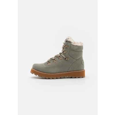 Afbeelding van Roxy Bradie Enkellaarsjes met plateauzool, Dames, Maat: 42, Olive Veloursleer
