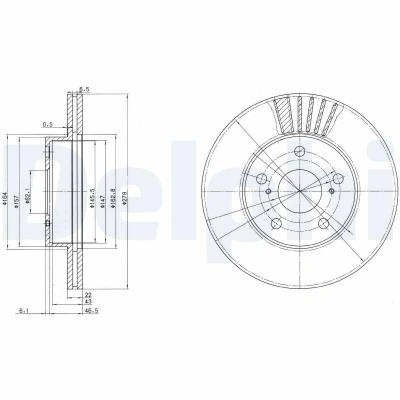 Afbeelding van DELPHI BG3171 Remschijf 279 22 5 Geventileerd Geolied Semi finished Zonder wiellager, ABS sensorring