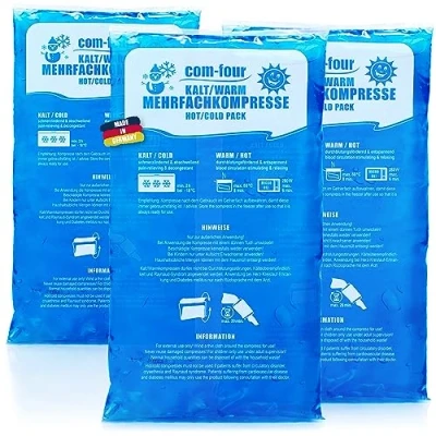 Afbeelding van COM FOUR® 3x meervoudig kompres gelkompres voor koude en warme toepassingen koelpads geschikt microgolven Made in Germany (03 stuks erg groot)