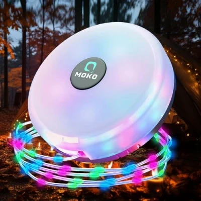 Afbeelding van MoKo Campinglichtketting, oprolbaar, 3 in 1 draagbare oplaadbare led lichtketting voor buiten, met 8 verlichtingsmodi, waterdichte campinglamp, zaklamp tent, camping, binnenplaats, decoratie