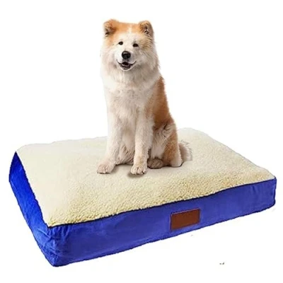 Afbeelding van Ellie Bo Medium 30&quot; Memory Foam Hondenbed Blauw Faux Suede/Schapenvacht
