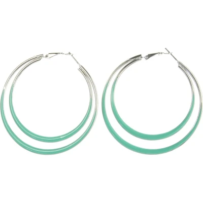 Afbeelding van Behave Oorbellen oorringen dames zilver kleur blauw groen 6cm