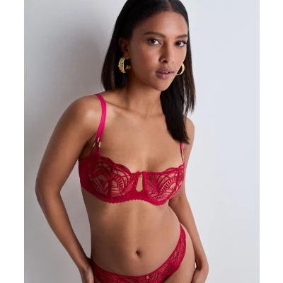 Afbeelding van Aubade dames Vibes beugel bh met borduring in de kleur Cranberryrood, maat: E70
