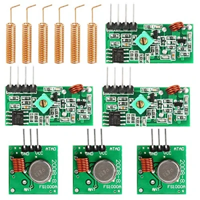 Afbeelding van WayinTop 3 Set 433 MHz Draadloze Zender en Ontvanger Module + 433MHz Antenne Helical Spiral Spring Afstandsbediening, Superregeneratie Inbraak voor Inbraakalarm