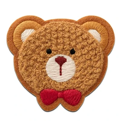 Afbeelding van Mono Quick Teddybeer Chenille dier Lapjes Appliqués overdrukplaatjes Applicaties opnaaien opstrijken Lap Patches, Maat: 5,5 x 6 cm