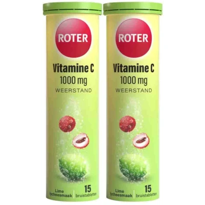 Afbeelding van Gratis Verzending: 2x Roter Vitamine C 1000 mg Lime Lychee 15 bruistabletten