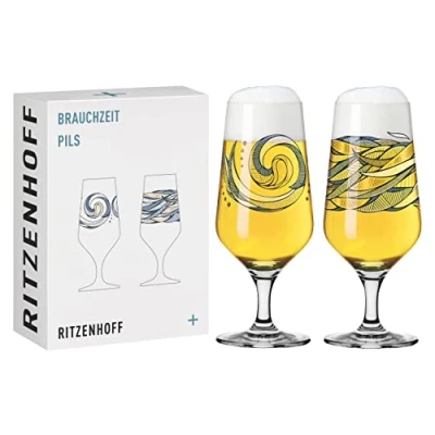 Afbeelding van Ritzenhoff 3471002 bierglas 300 ml set van 2 serie gebruikstijd, motief nr. water, meerkleurig Made in Germany
