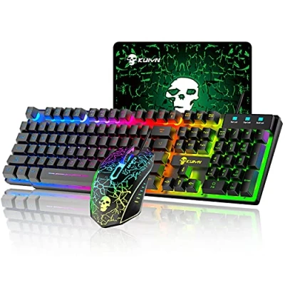 Afbeelding van T6 Bedrade Toetsenbord Muis Combo, 12 Chroma RGB Backlit Mechanisch Voelt Ergonomisch USB Gaming Anti Ghosting Keys+2400DPI 6 Knoppen Optische LED + Gratis Pads