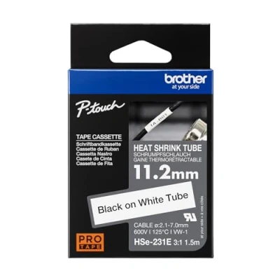 Afbeelding van Brother HSE231E Labeltape krimpkous Tapekleur: Wit Tekstkleur: Zwart 11.2 mm 1.5 m