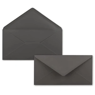 Afbeelding van FarbenFroh enveloppen, 50 donkergrijs/antraciet, DIN lang, 110 x 220 mm (11 22 cm), natte plakrand zonder venster, ideaal voor uitnodigingskaarten