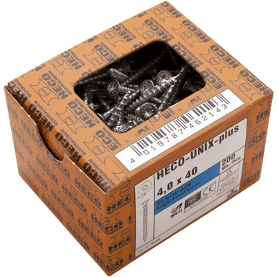 Afbeelding van HECO UNIX PLUS spaanplaatschroeven platkop 6x180 mm Torx 30 verzinkt 100 st