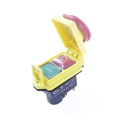 Afbeelding van ANGEEK CK21D/250V IP54 waterdichte stofdichte schakelaar met 2 knoppen, kortstondige elektromagnetische voor machineveiligheidsschakelaar, noodstop, snijmachine