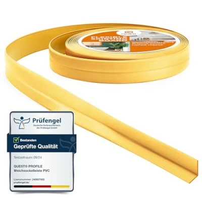 Afbeelding van Zachte plint, zelfklevend, knikstrip, eindstrip voor keuken en badkamer, afdichtingstape, pvc, flexibel, dicht, decoratief, 10 mm x mm, 5 meter, goud