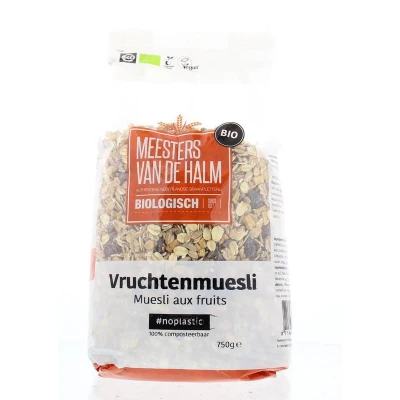Afbeelding van De Halm Muesli Vruchten Multi verpakking 6x750GR