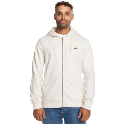 Afbeelding van Quiksilver Fleece met ritssluiting, basic capuchon, jonge, heren, wit, XL