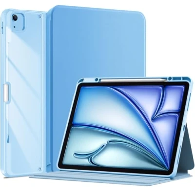 Afbeelding van ProCase Beschermhoes voor iPad Air 13&quot; case M2 2024 &amp; Pro 12,9 inch (6/5/4/3 Gen) beschermhoes, cover (M2) 2024/iPad 2022/2021/2020/2018 blauw
