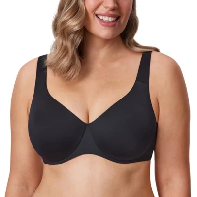 Afbeelding van AISILIN Vrouwen Minimizer Bh Plus Size Ongevoerd Volledige Dekking Gladde Beugelondersteuning zwart 85D