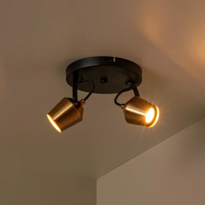 Afbeelding van Lucide EMILE Plafondspot Ø 20 cm 2xGU10 Mat Goud / Messing