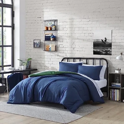 Afbeelding van Nautica Volledige bedset, omkeerbare dekbedset, inclusief bonussham(s), hoeslaken, kussensloop(en) en waszak (Harmead Navy, Full)