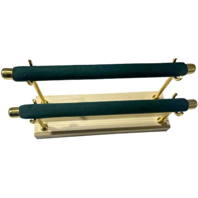 Afbeelding van Sieradenhouder Display voor Ringen 2 Lagen Hout en Fluweel 19x6x9 cm Groen