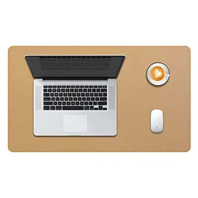 Afbeelding van DOBAOJIA Bureaulegger, Bureau Pad, Blotter, Schrijven Muis en Toetsenbord Uitgebreide Mat, Onderlegger XL, PU leer waterdicht + suède antisli 60 x 35cm (Khaki)
