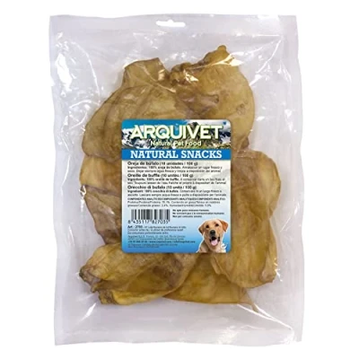 Afbeelding van ARQUIVET Droogbuffeloren, zak met 10 stuks, 100% natuurlijke snacks voor honden, lekkernijen, beloningen, lekkernijen honden