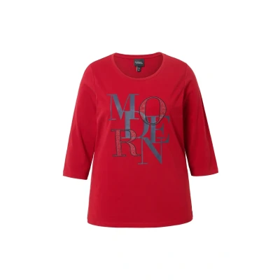 Afbeelding van Ulla Popken Modern 3/4 Sleeve Graphic Longsleeve, Dames, Maat: 42/44, Ruby red