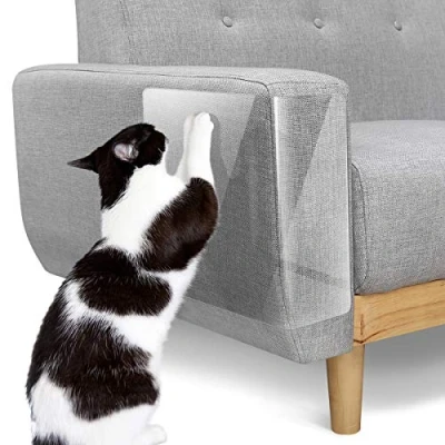 Afbeelding van Pawaboo Meubelbeschermer voor huisdieren, [12 stuks] kraswerende tape katten, meubelbeschermers, trainingstape, hoekhoekkraswerend middel met 80 stuks bekledingspennen wit