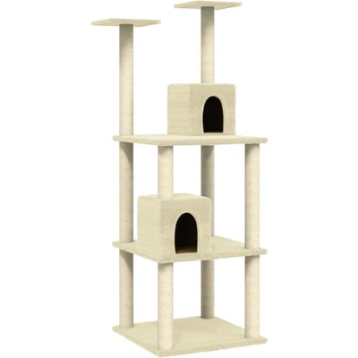 Afbeelding van vidaXL Kattenmeubel met sisal krabpalen 141 cm crèmekleurig