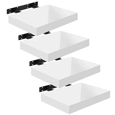 Afbeelding van WOLTU Volato RG9489ws 4 Wandrek, set van planken, wandboard, vrij zwevend, zwevende plank, hout, 30 x 22,9 3,8 cm, wit
