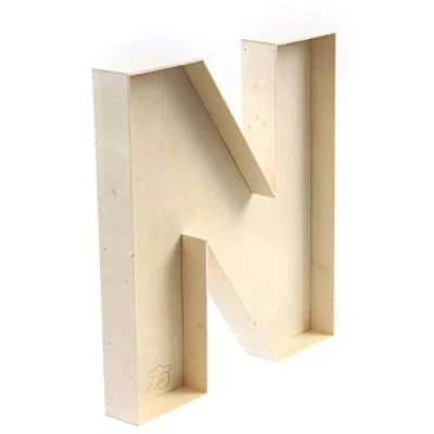 Afbeelding van Onvoltooide Hout vulbare Letter N, Handgemaakte Gevormde Letter, Brievendoos A Z