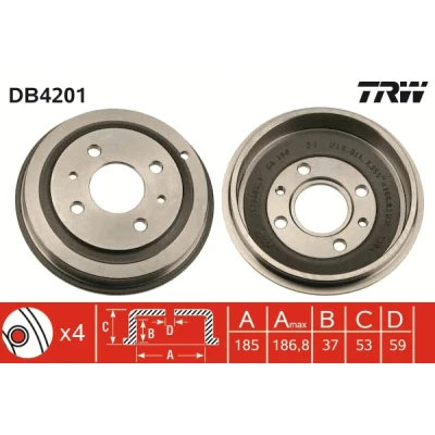 Afbeelding van Remtrommel TRW DB4201