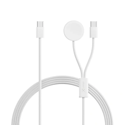 Afbeelding van XLayer 2 in 1 USB Oplaadkabel C &amp; Oplader voor Apple Watch 1,5m Wit
