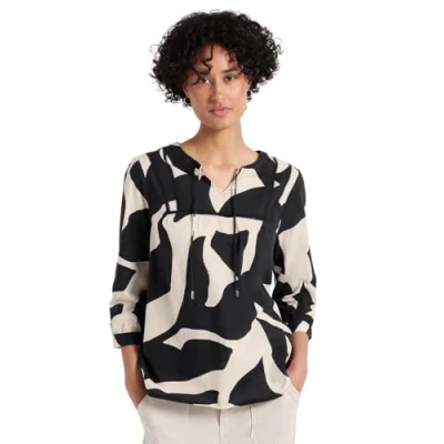 Afbeelding van Street One Printmit Tapedetails Blouse, Dames, Maat: 46, Grau