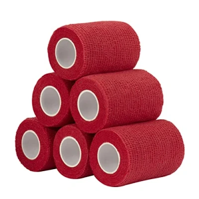 Afbeelding van Sagafly Plakband, 7,5 cm x 4,5 m, zelfklevend, sport, cohesieve bandage, elastisch, bandages voor bescherming (rood)