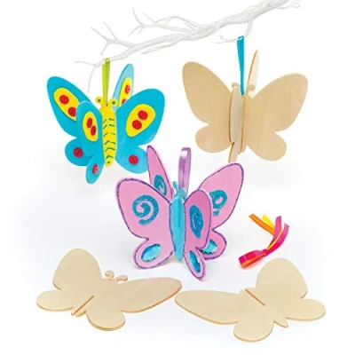 Afbeelding van Baker Ross 3D vlinders van hout voor kinderen om te knutselen en decoreren, creatieve knutselset (6 stuks)