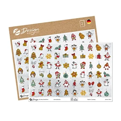 Afbeelding van AVERY Zweckform 120 stickers Kerstmis sterren Kerstman peperkoek (Made in Germany, kerststickers op A5 vel met gouden opdruk, papier zelfklevend, kerstdecoratie, goud) 54614