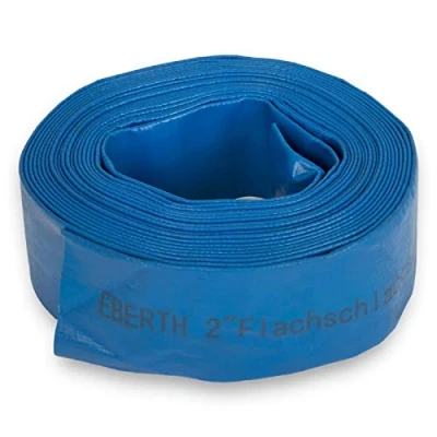 Afbeelding van EBERTH Platte tuinslang voor pompen in 10 m lengte, 52 mm diameter, flexibel, duurzaam pvc, industriële slang, waterslang irrigatie, blauw