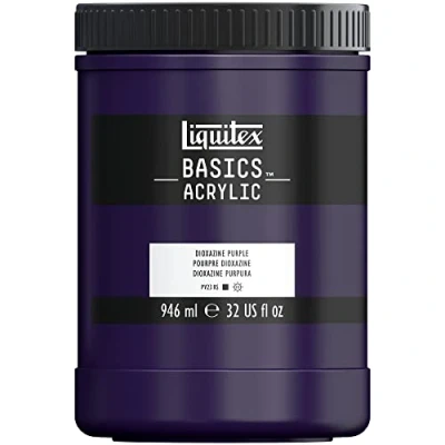 Afbeelding van Liquitex Basics 8870365 Monopigmenteerde acrylverf, kunstenaarspigmenten, lichtecht, gemiddelde viscositeit, achivkwaliteit, zijdeglanzende afwerking, 946ml Dioxazine Purple