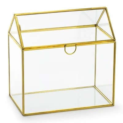 Afbeelding van Partydeco Enveloppen Box Glazen Doos met Gouden Randjes