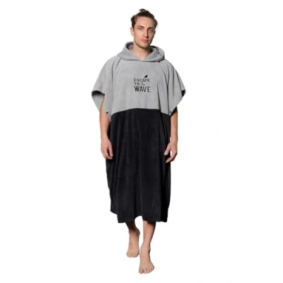 Afbeelding van Vulken Aankleedjas, extra grote dikke badhanddoek met capuchon, surfponcho voor volwassenen mannen en vrouwen eenvoudige verandering in het openbaar. Sneldrogende microvezel badstof