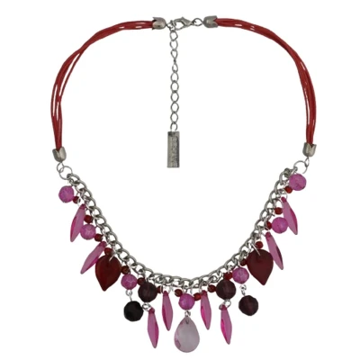 Afbeelding van Behave Ketting met facet geslepen kralen en hangertjes Trendy sieraden Nikkelvrij 40 cm + 5 verlengketting